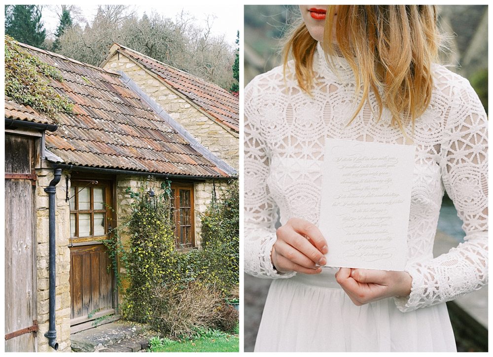 calligraphy love letter, castle combe england, The Manor House, England Destination Wedding Venue